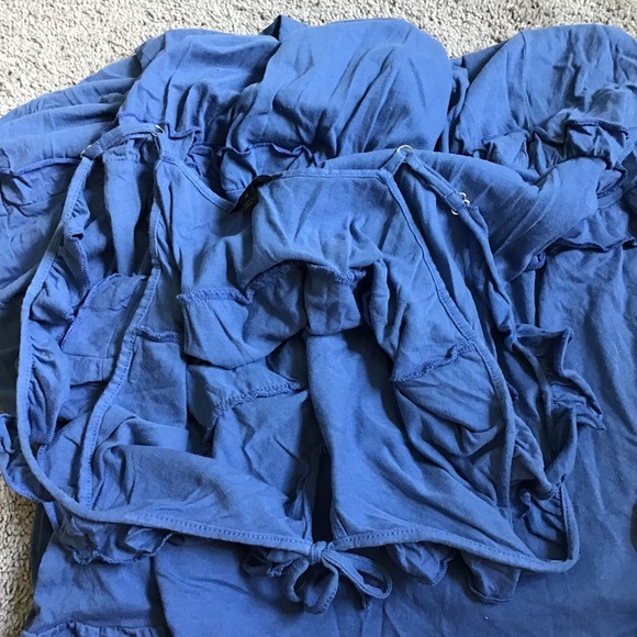 Sleeveless Tie Front Ruffle Detail Tiered Swing Dress - Picture 4 of 6